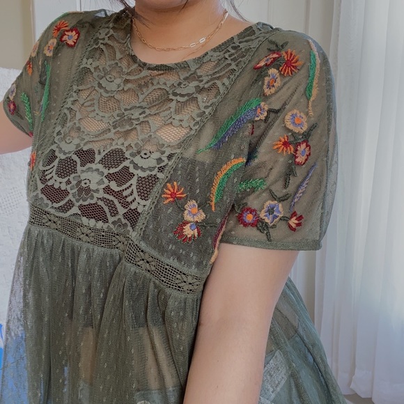 Flower Embroidered Mesh ZARA top - Picture 3 of 6